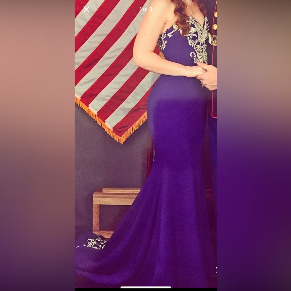 Jovani Purple Embellished Halter Maxi Dress - Picture 3 of 3